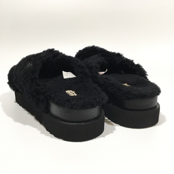 UGG Fuzz Sugar Cross Slide Women’s Sandals -Black -US 8 -NEW - Picture 2 of 8